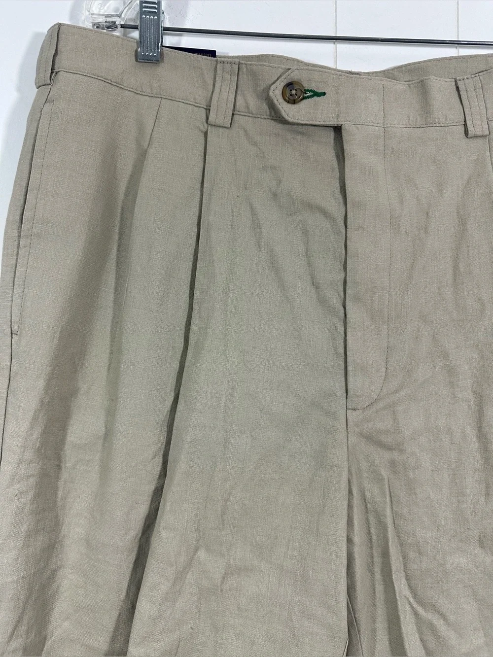 Vintage Tommy Hilfiger Sz 38x34 Mens Beige Chino Pants Khaki Pleated Cuffed